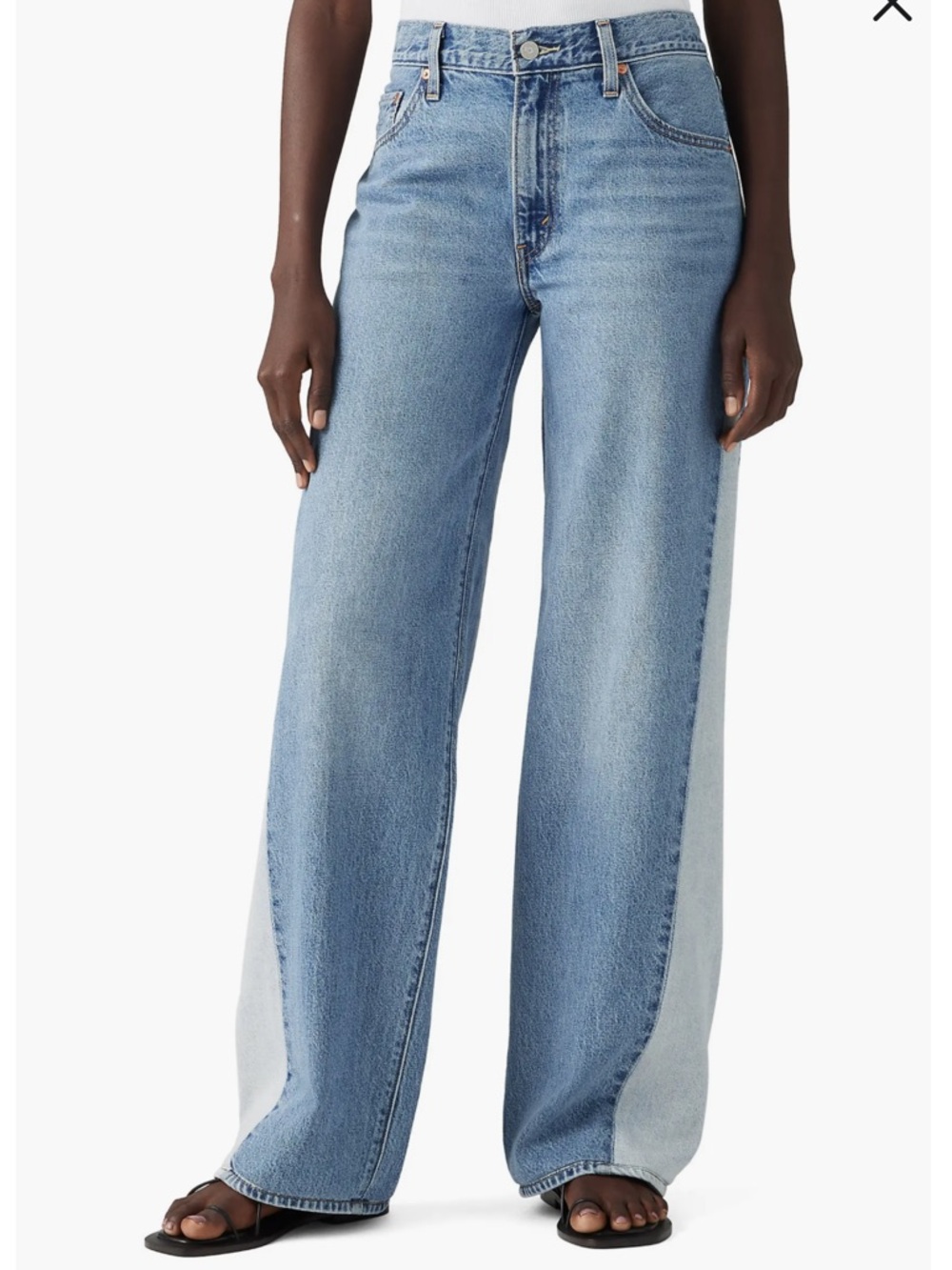 LEVI’S Dad Baggy Mid Rise Wide Leg Two-Tone Light Blue Women’s Jeans size 31